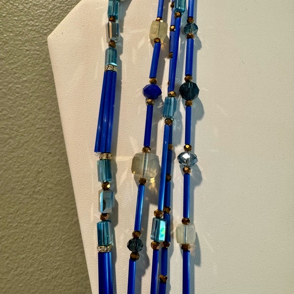 Blue Crystal Beaded Multi-Strand Necklace - Picture 6 of 8